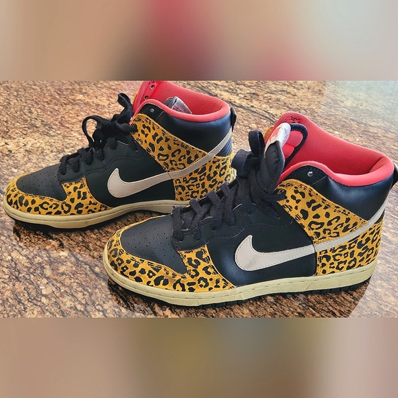 Vintage Nike Dunk Leopard High Top Sneakers - Picture 1 of 12